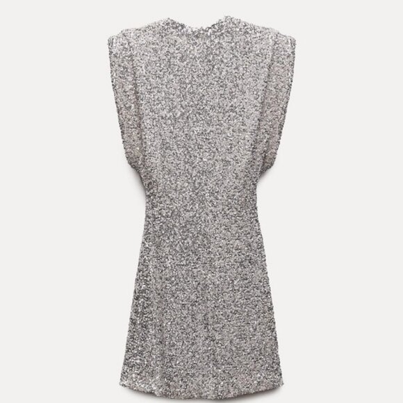 ZARA SHOULDER PADS SEQUIN DRESS ZW COLLECTION - Picture 6 of 6